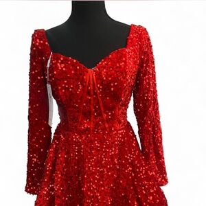 Elegant Red Sequin Dress